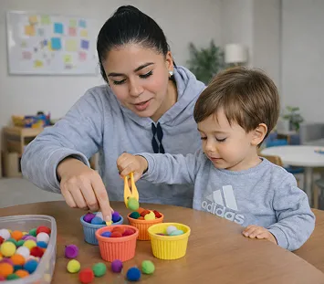 Niño concentrado en actividad educativa